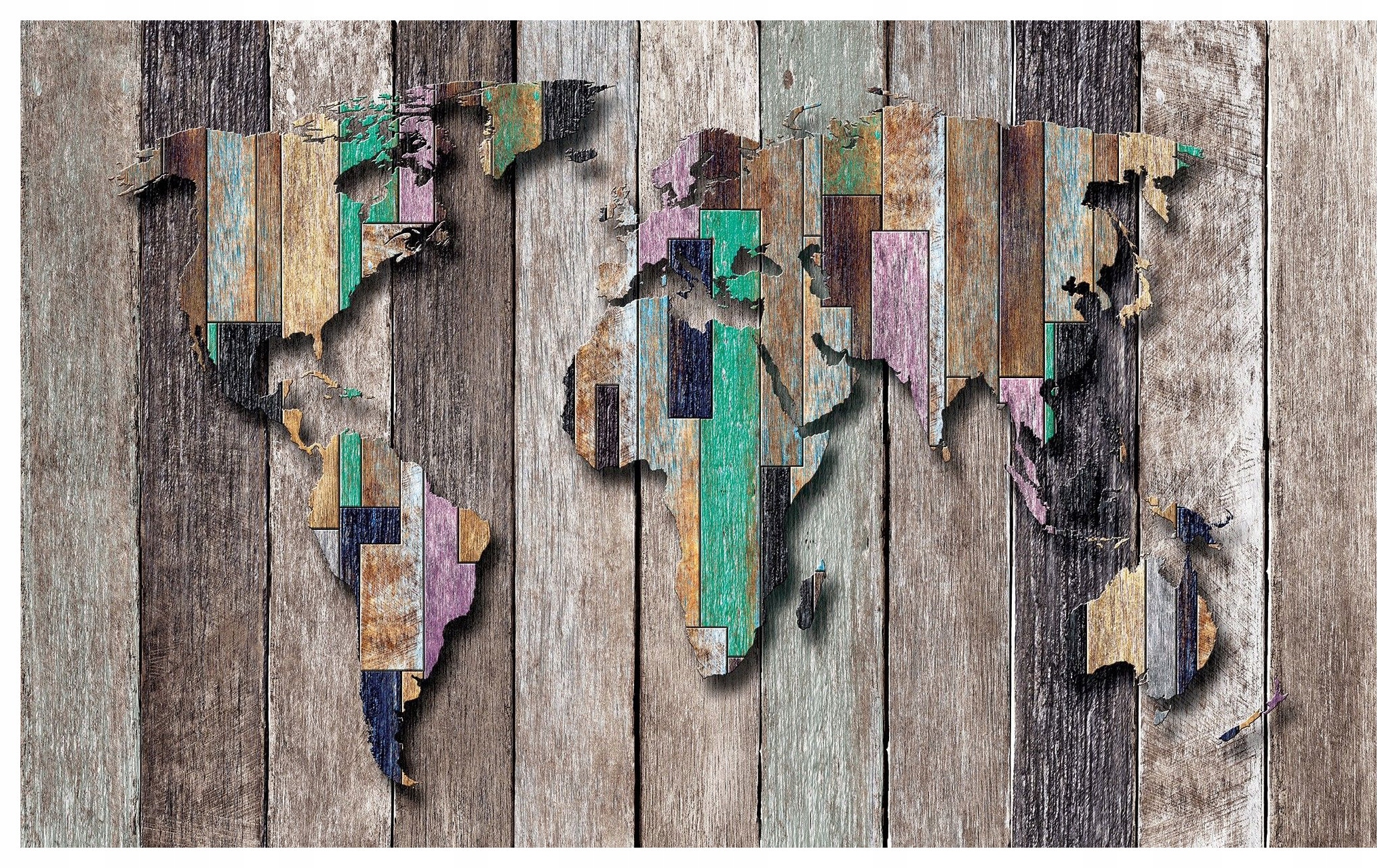 Fototapeta Mapa světa Dřevěná Boho Loft 312x219 Ekologický design lepidlo