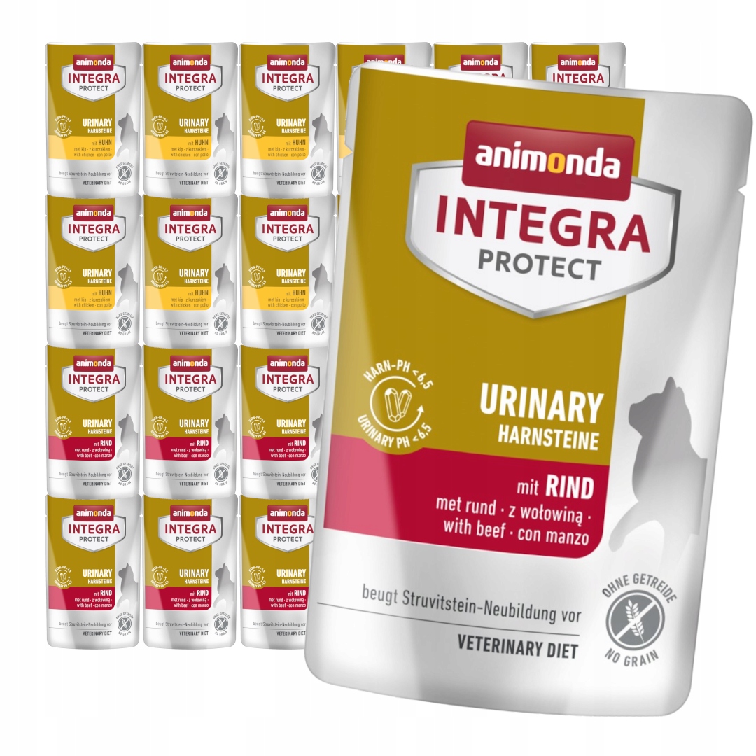 Levně Animonda Integra Urinary 24x85g Krmivo Pro Kočky kočky s ledvinovými kameny 2 příchutě
