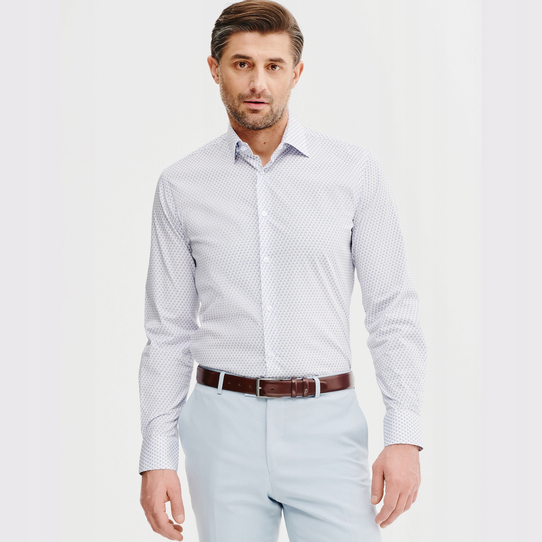 Bílá ležérní pánská košile s mikrovzorkem Pako Lorente vel. S