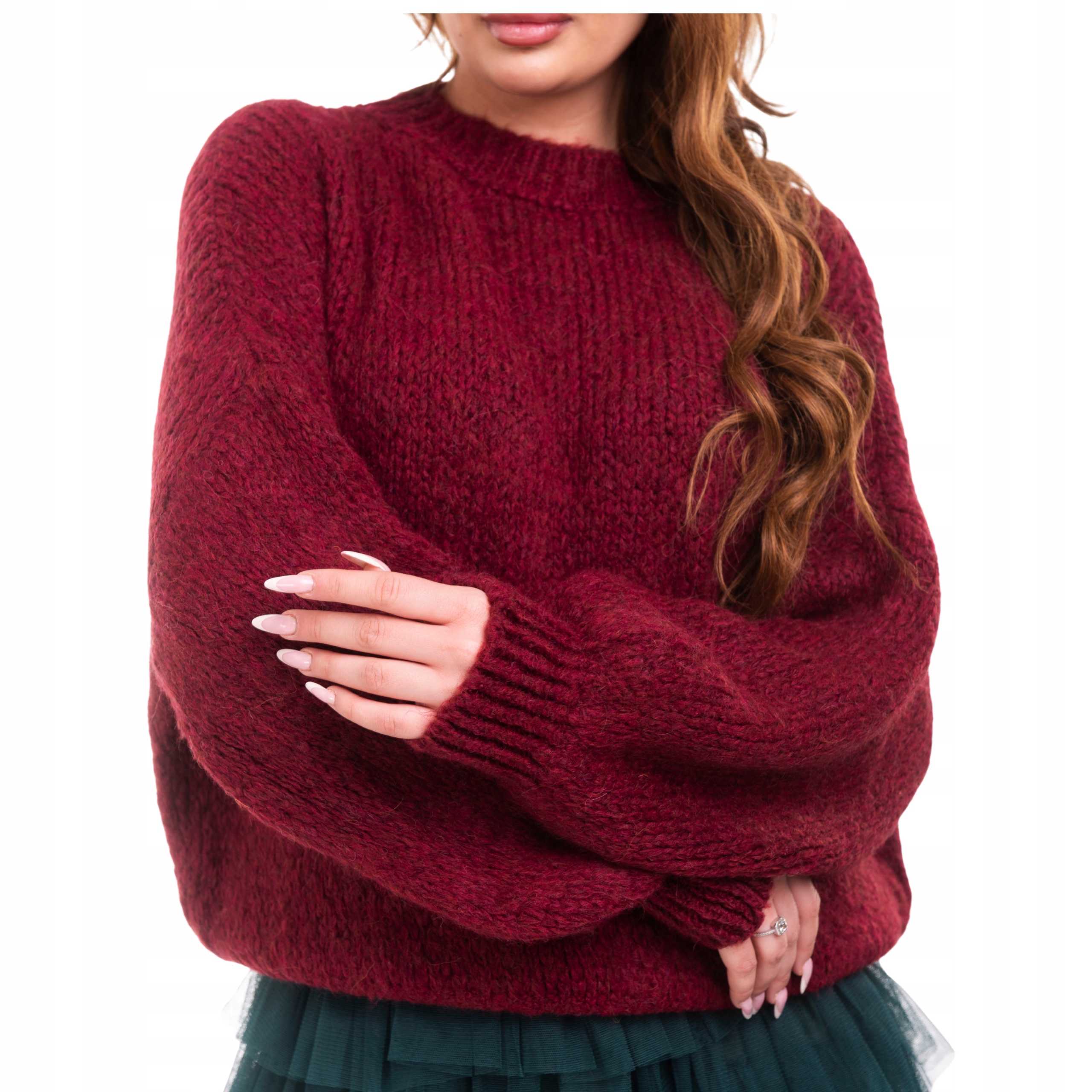 Dámský svetr volného střihu Premium bordó Univerzální