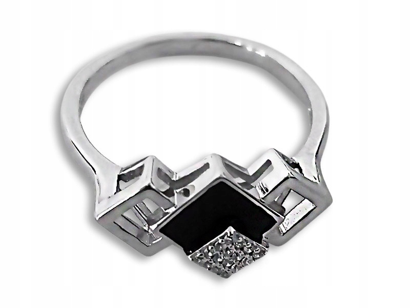 Stříbrný prstýnek 925 se smaltem 24r, černý smalt