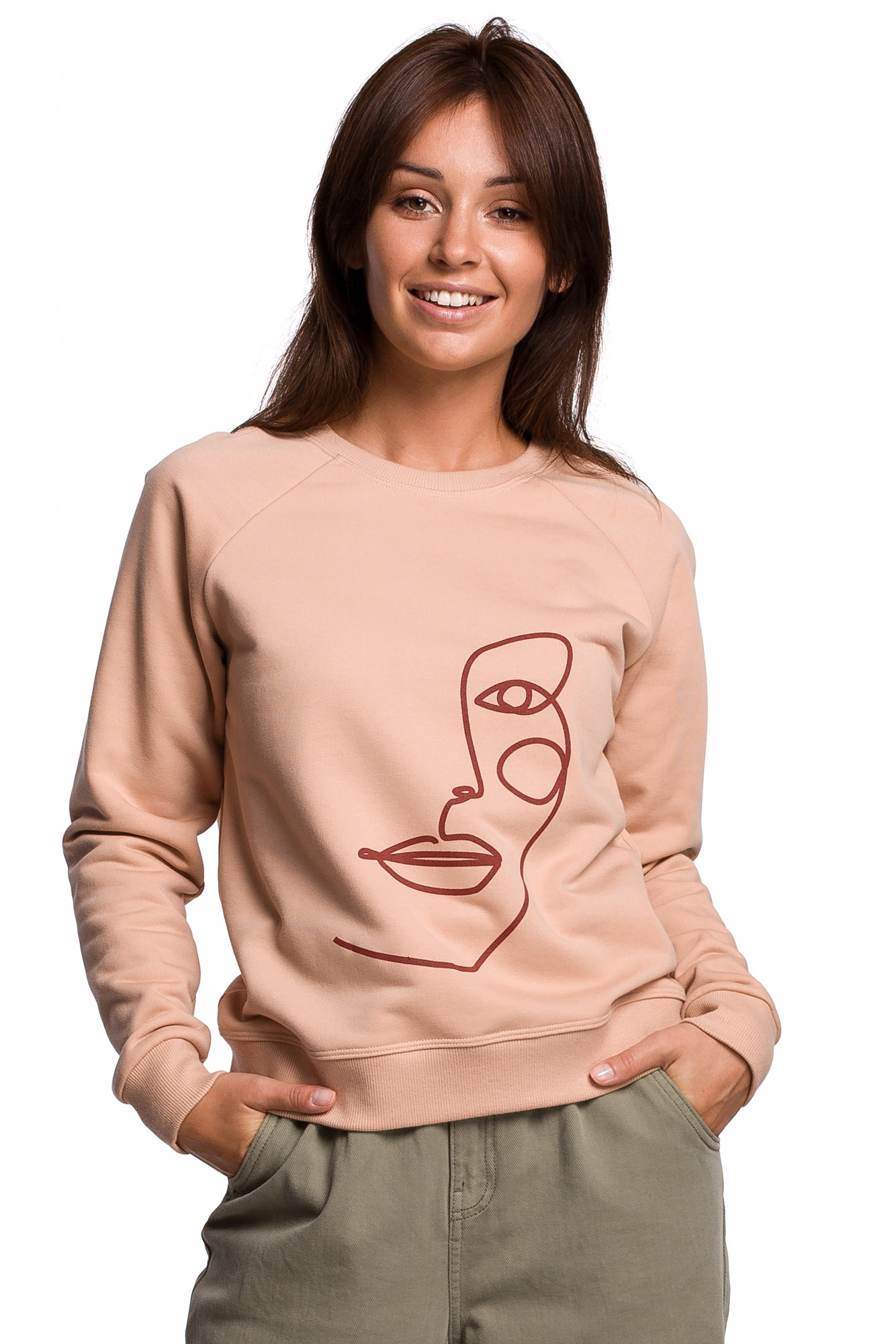 

Be B167 Bluza Z Nadrukiem Żowa *s* Beżowy