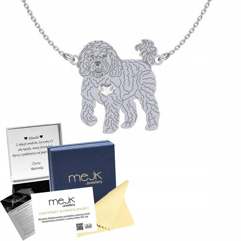 Stříbrný náhrdelník Cavapoo 925 Dárek Šperky Řetízek Gravírování Bonus