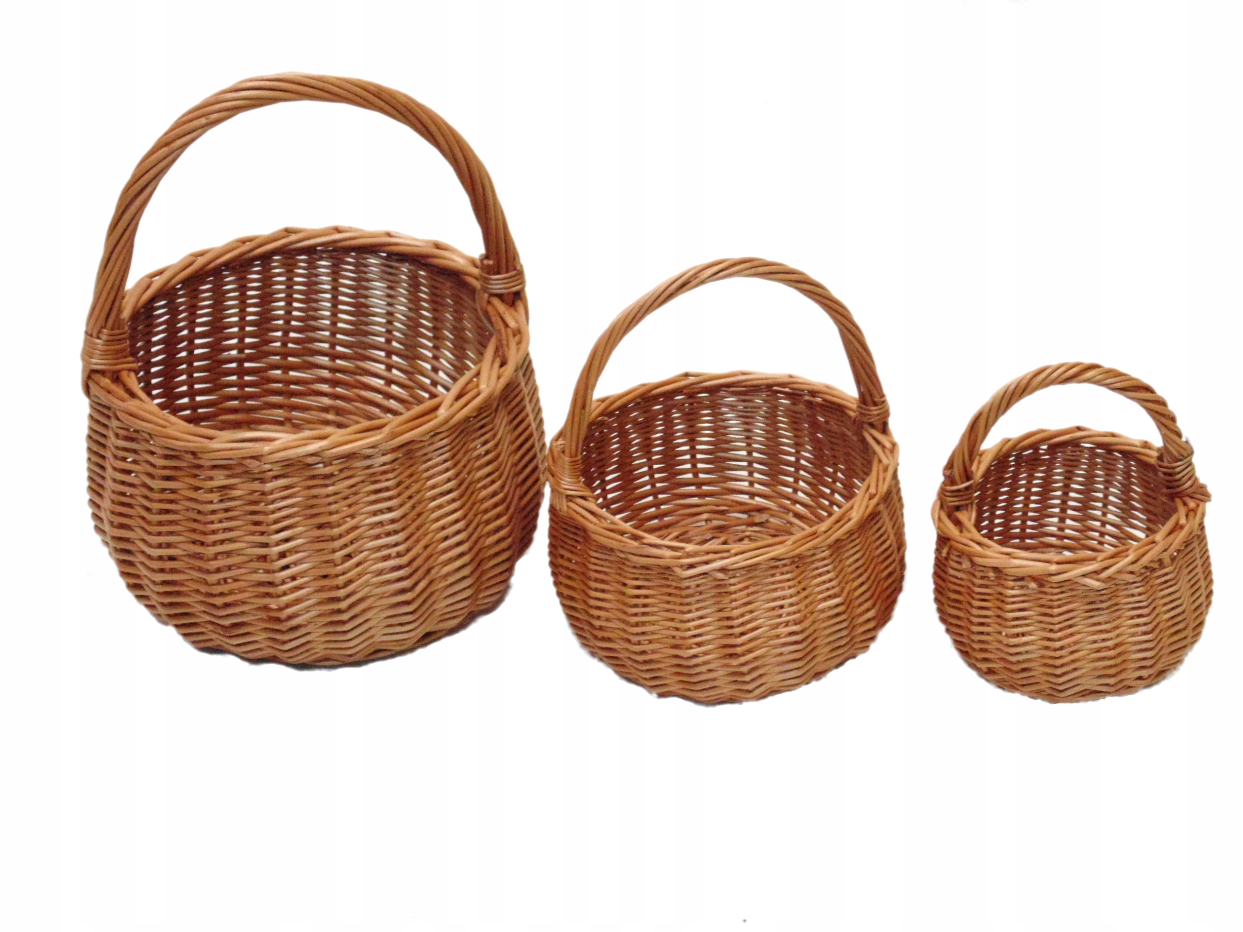 KOMPLET TRZECH RÓŻNYCH KOSZYKÓW WIKLINOWYCH