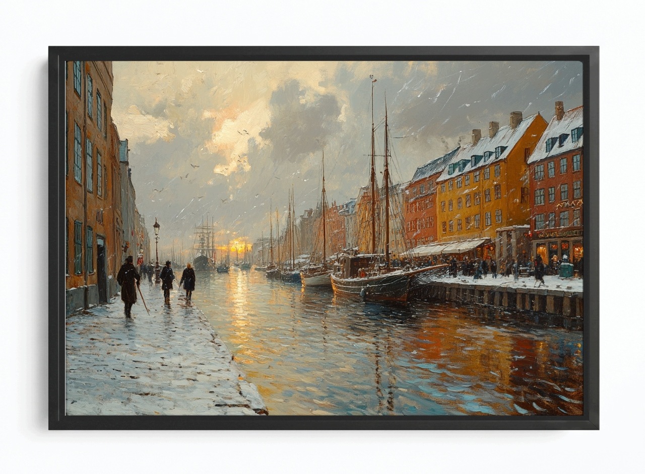 Obraz Rama American Box Dánsko Kodaň Nyhavn Port Loď Nábřeží 120x80