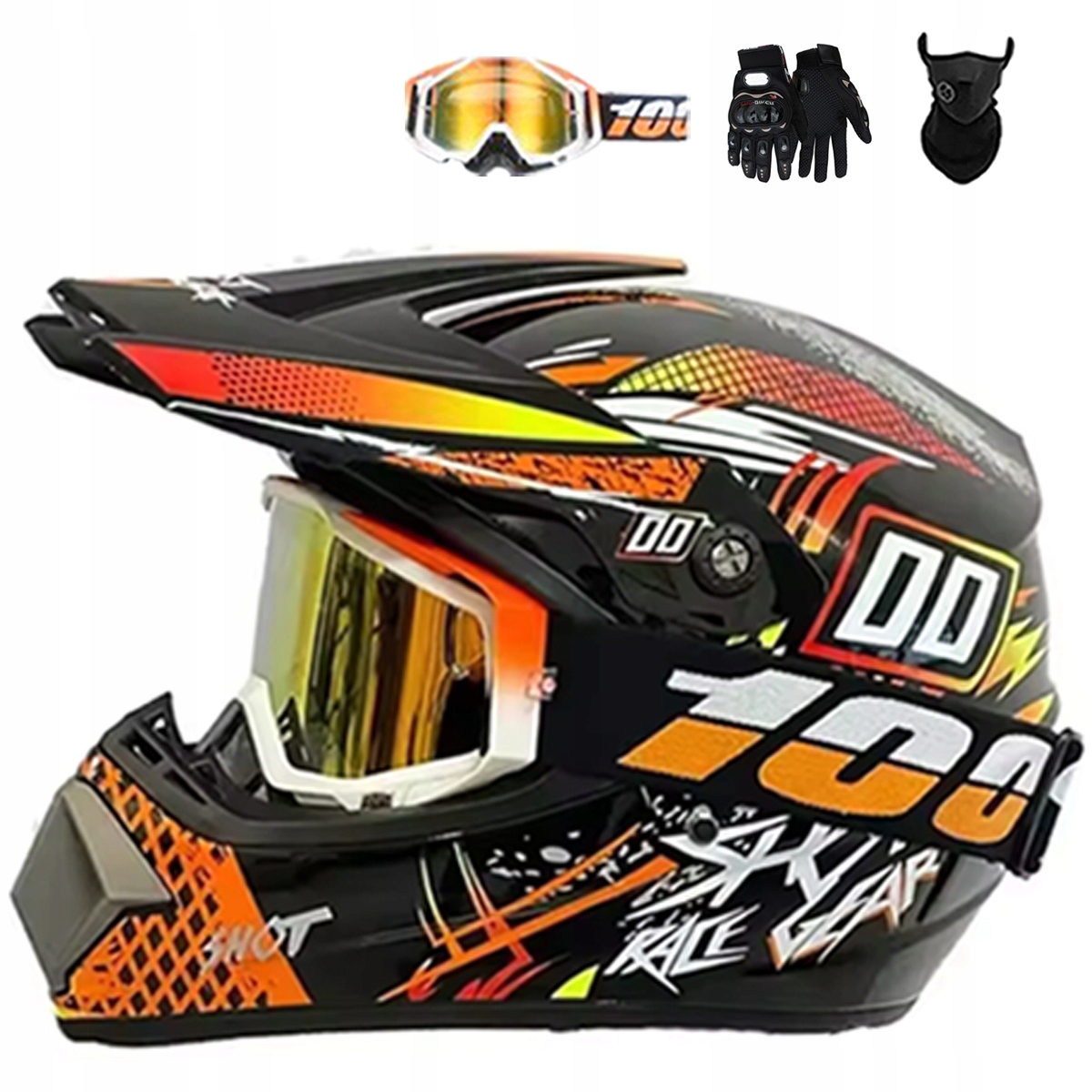 Motocyklová Přilba Lehká Enduro Quada Brýle Rukavice Maska XL