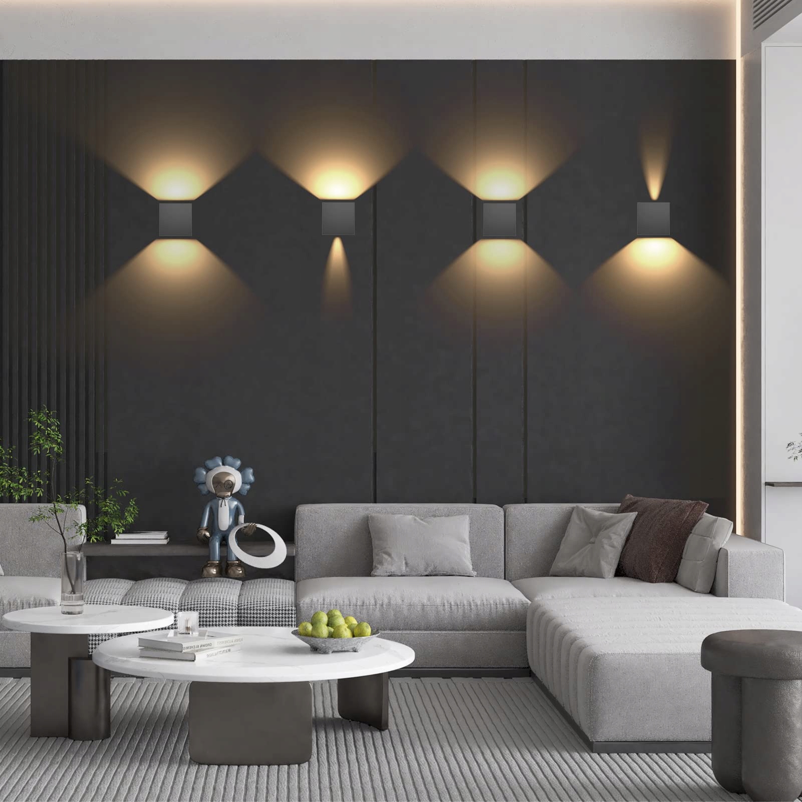 K-BRIGHT LED Wandleuchten 12W IP65 Ciemnoszare Do Wnętrz i Na Zewnątrz — miniatura 6