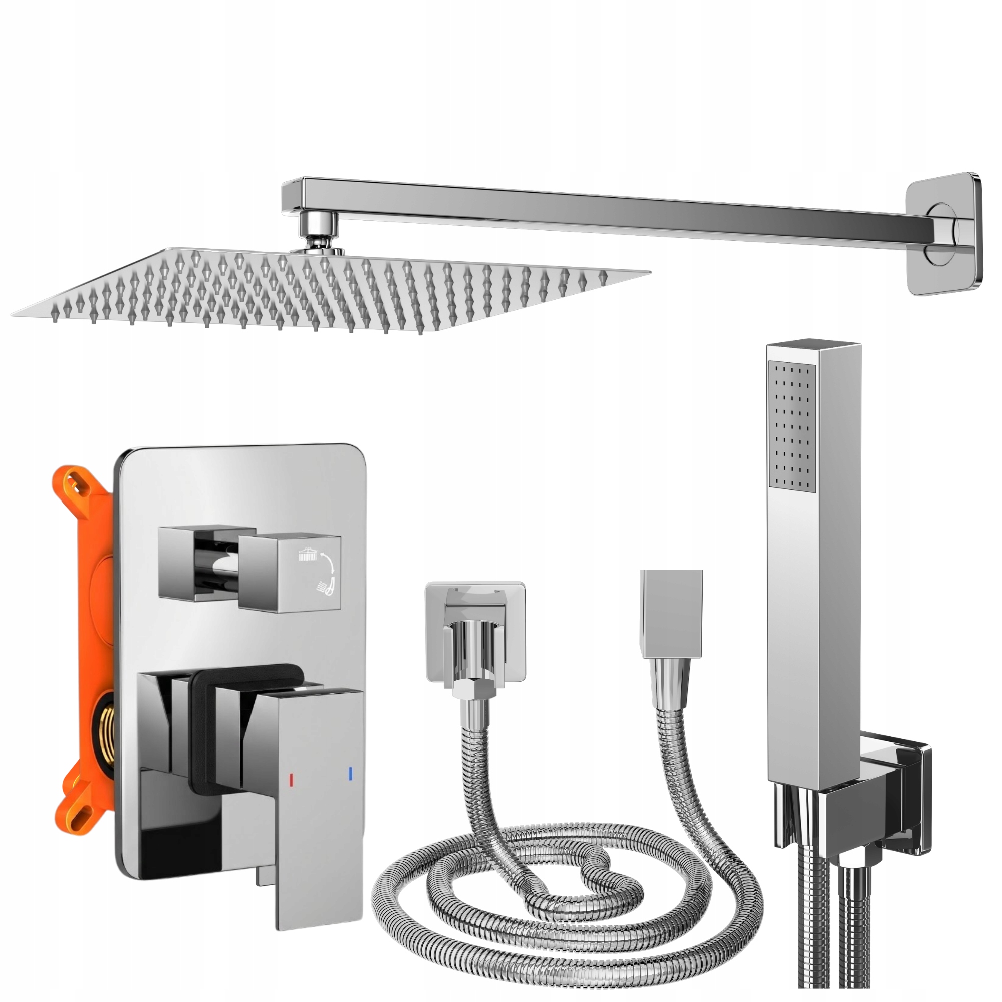 Strieborná Sprchová Hlavica Zapustená Súprava Do Kúpeľne Sprcha Batéria Paje