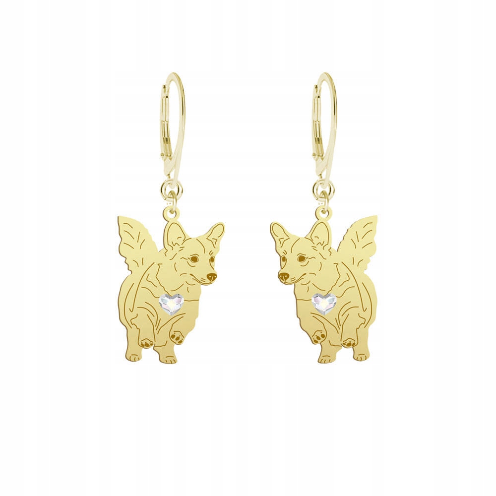 Náušnice Zlaté s Welsh Corgi Pembroke 925 Žena Šperky Gravírování Bonus