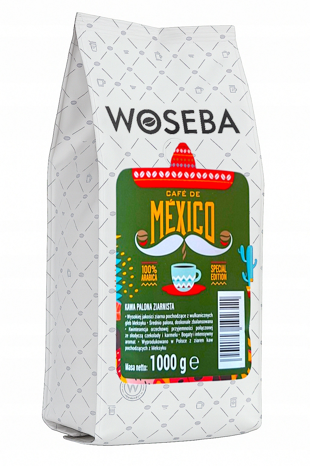 Levně Káva zrnková Woseba Mexico 100% arabica 1 kg nízká kyselost