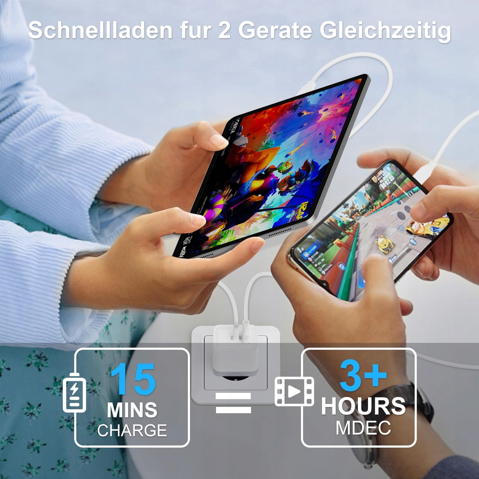 FoBrown Ładowarka USB C 20W 2 Porty QC30 Szybkie Ładowanie Samsung iPhone — miniatura 5