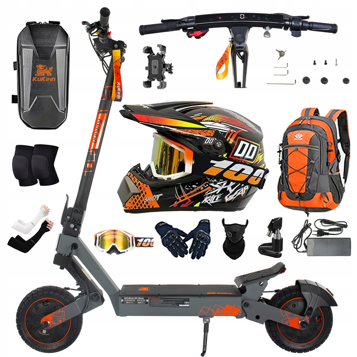 Kukirin G2 Ultra elektrické vozidlo 2000W 55km/h 55KM 48V18Ah 10" dárky