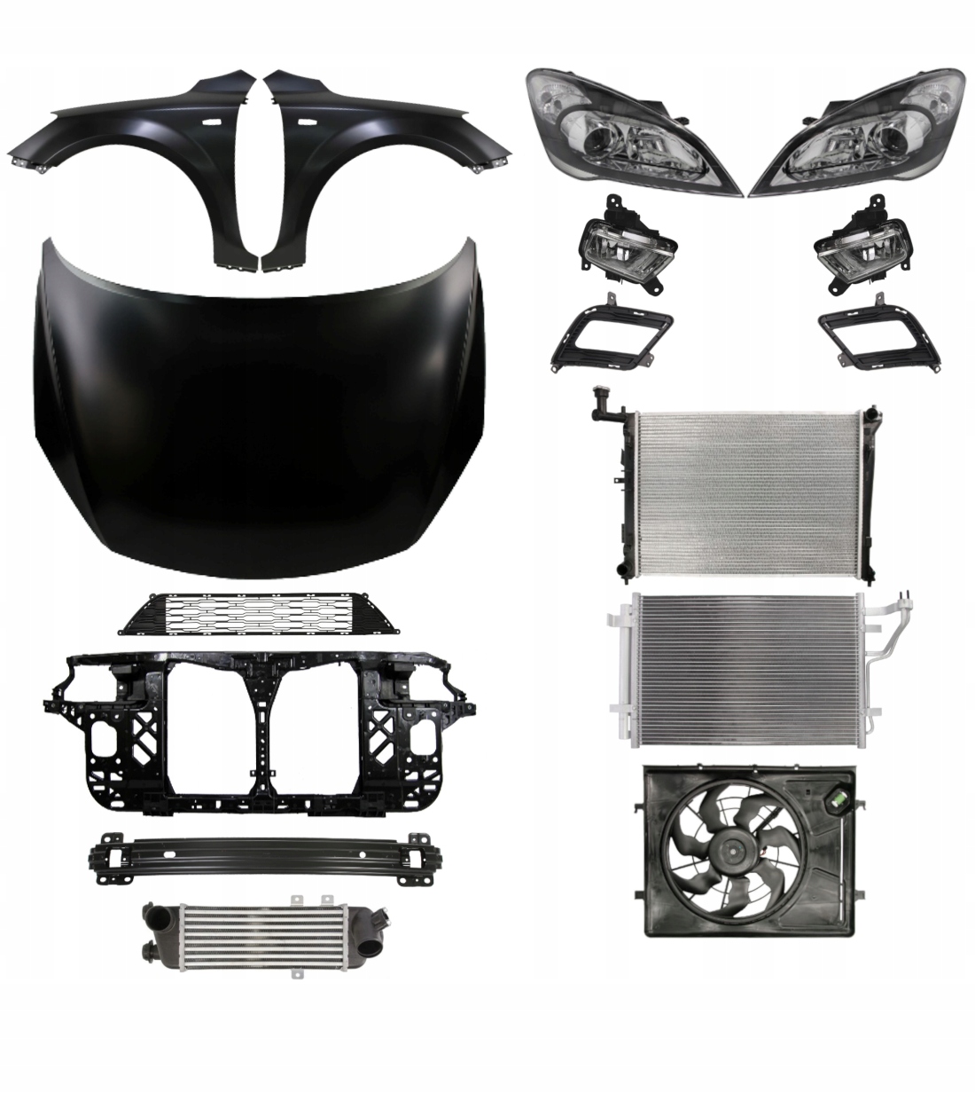 Kia Ceed 09-12 Maska Błotnik Pas Lampa ZESTAW CZĘŚCI