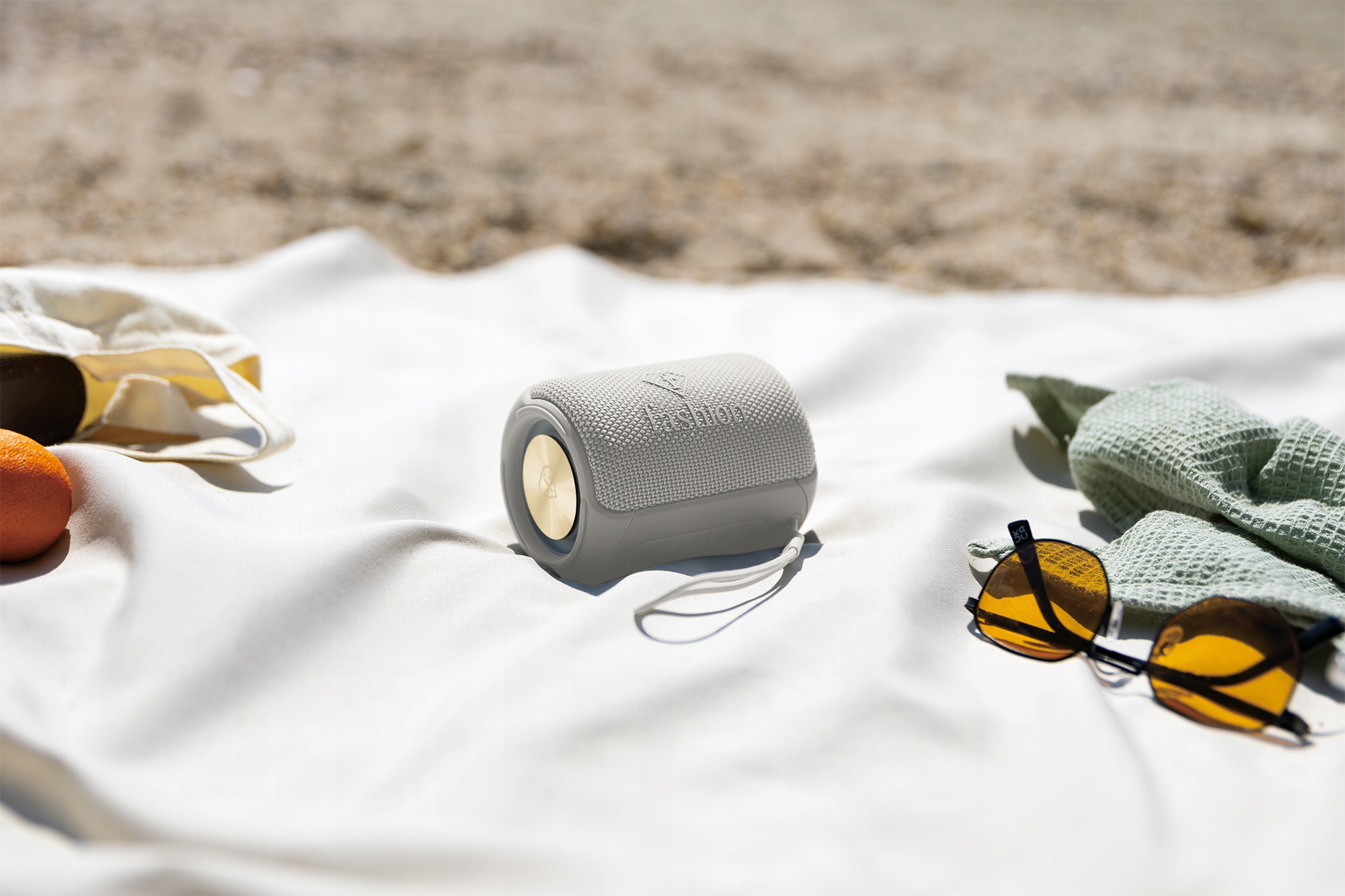 Malý přenosný Bluetooth reproduktor, Fashion FTV-0116 Matná krémovo-zlatá