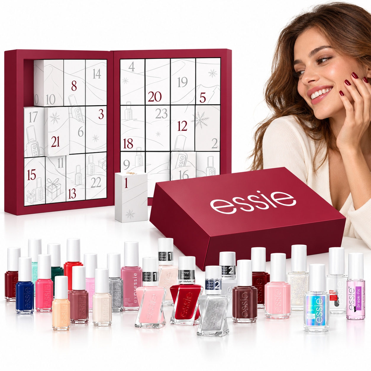 Adventní kalendář Essie 24 produktů Laky na nehty pro ženy Dárek