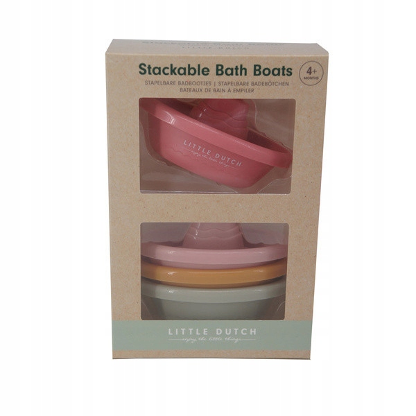 Little Dutch Zestaw 4 łódeczek do zabawy Pink 2007437 Głębokość produktu 6 cm