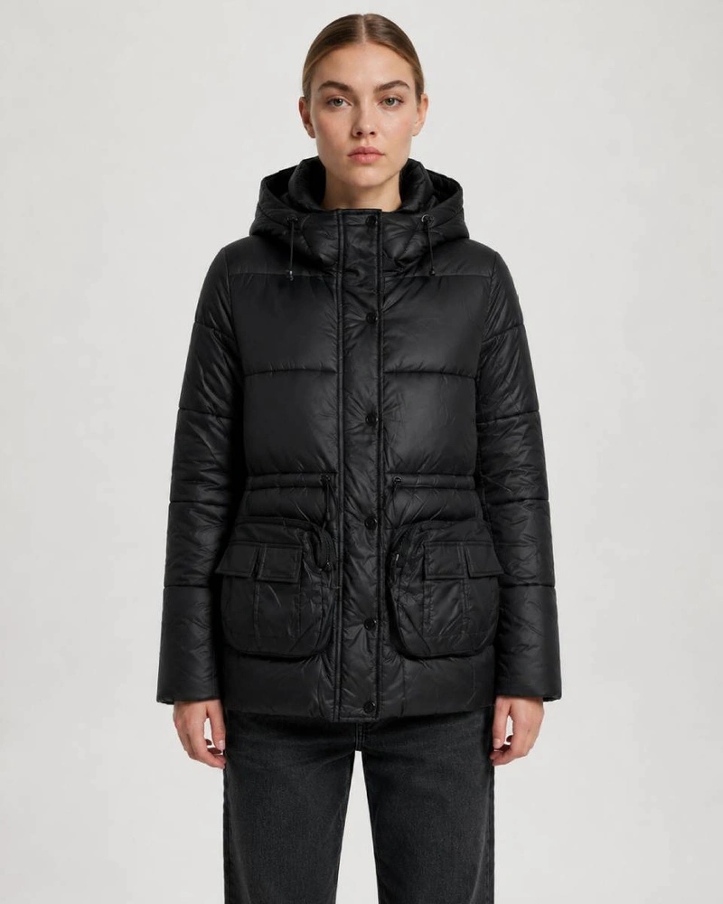 Oversize Bunda S Kapucí AG6-26 Černá XL (42)