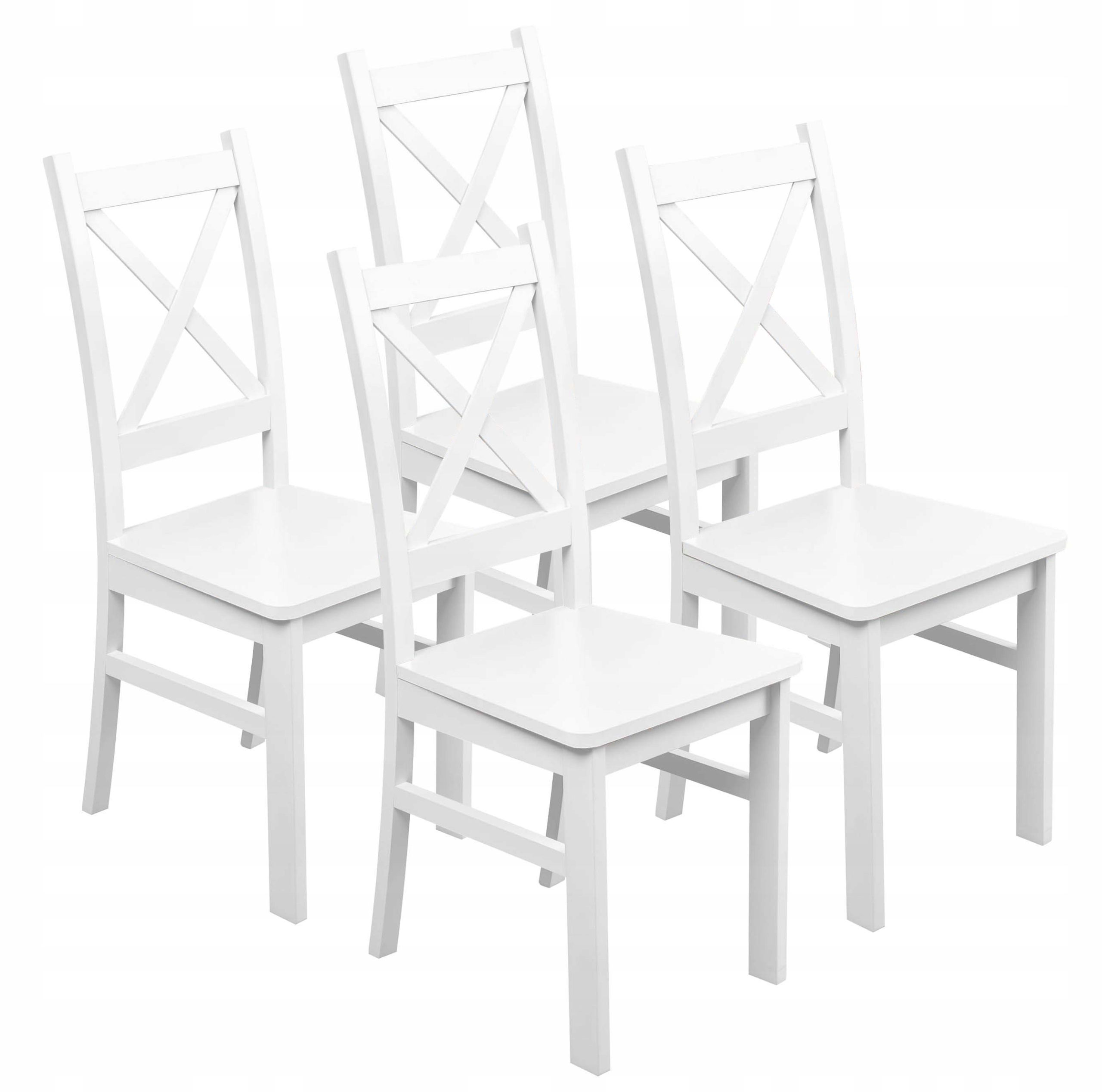 Sada 4 dřevěných bukových židlí do obývacího pokoje Kuchyň Krt Bílá/Bílá