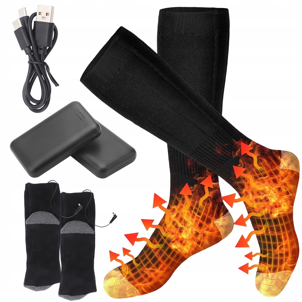 Elektryczne Skarpety Ocieplające Regulacja 45-70°C Ładowanie Usb Pranie