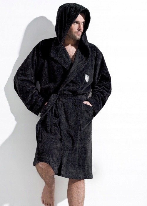 Pánský župan Iwo s kapucí, teplý grafit