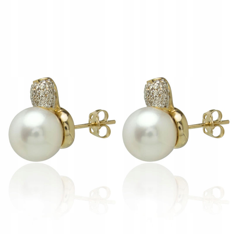 Vkusné Zlaté Náušnice S Perlami A Brilianty