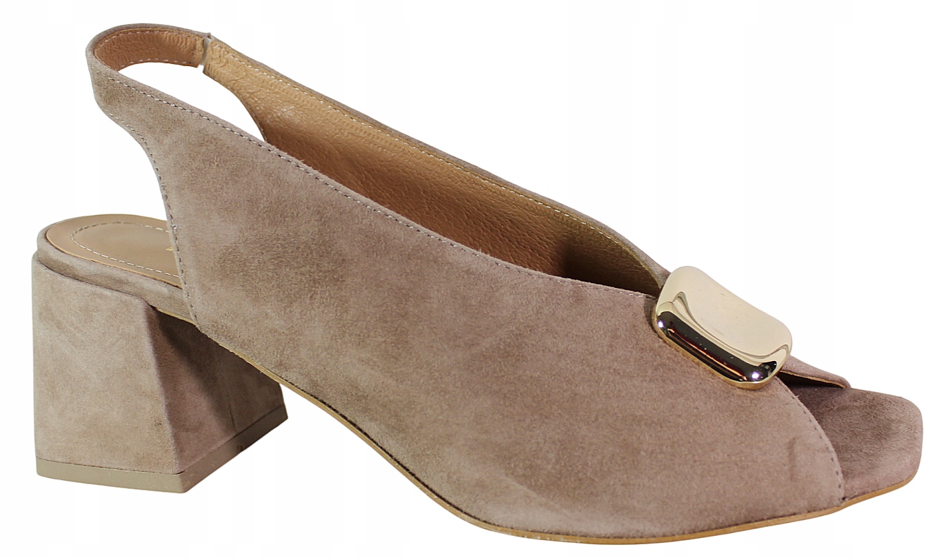 Dámské sandály Kůže Karino 5911 Bronz Semiš Klocek Pohodlné Elegantní 36