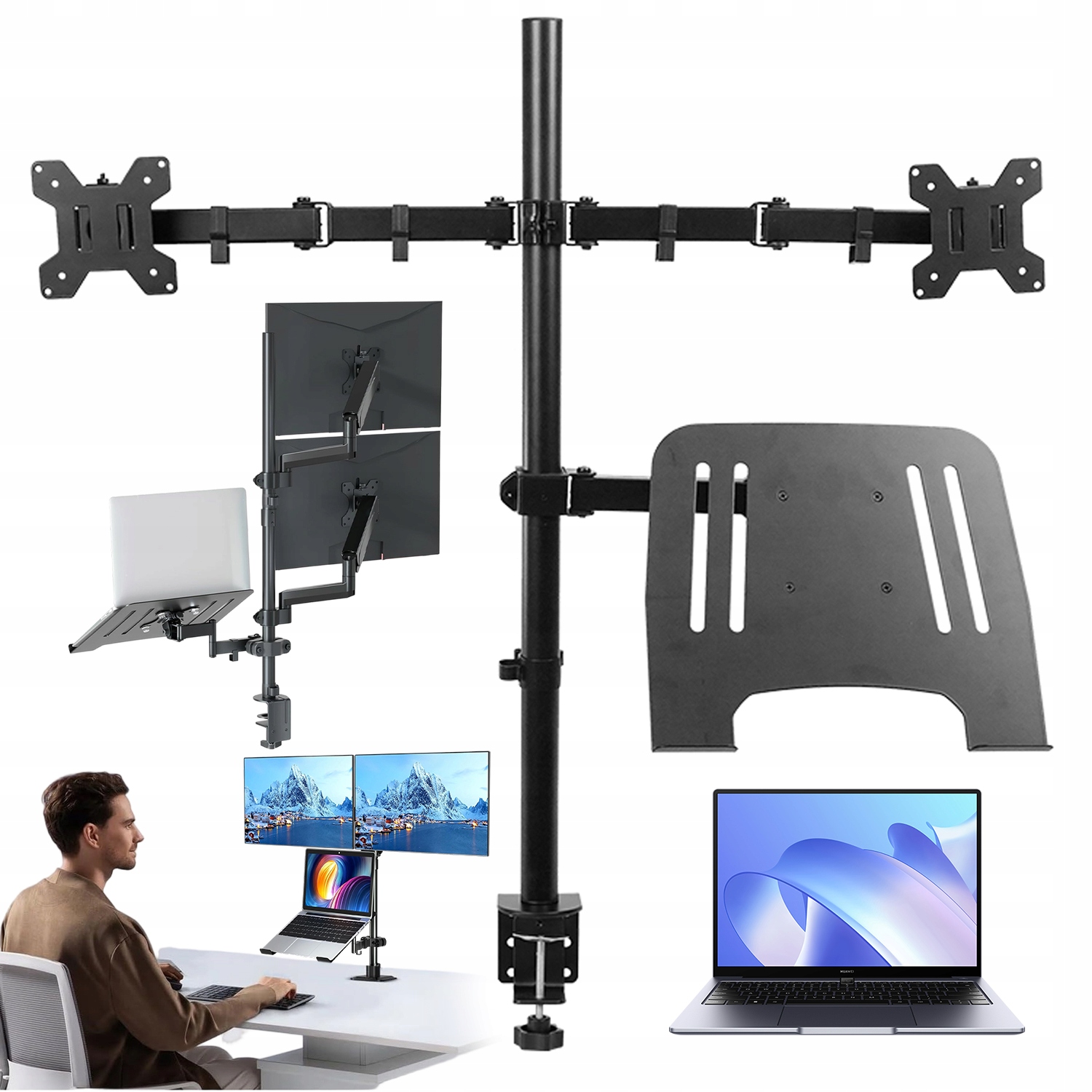 Univerzální Pohyblivý Stolní Držák Na Dva Monitory 17-32" Vesa