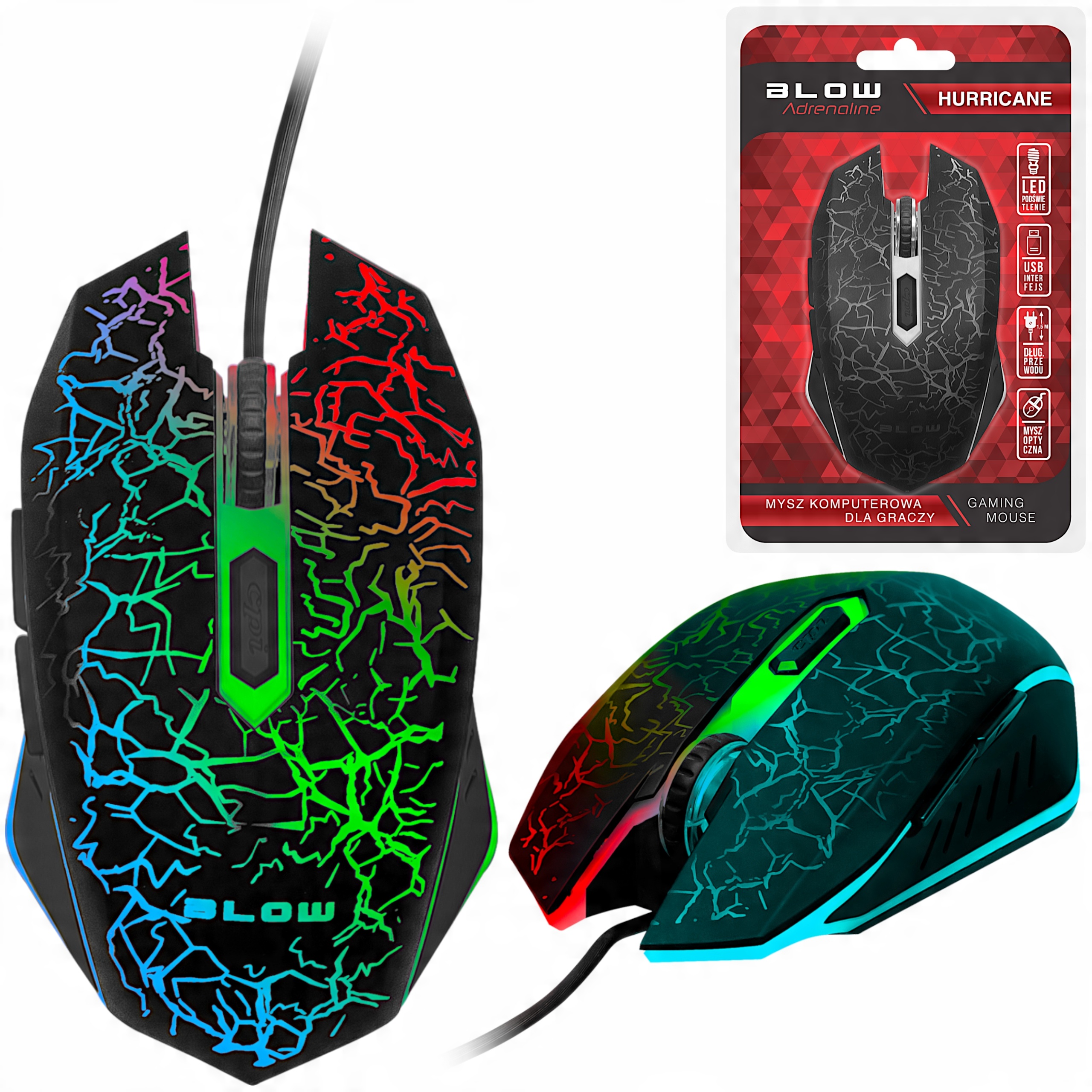 

Mysz optyczna Blow gamingowa dla graczy Hurricane