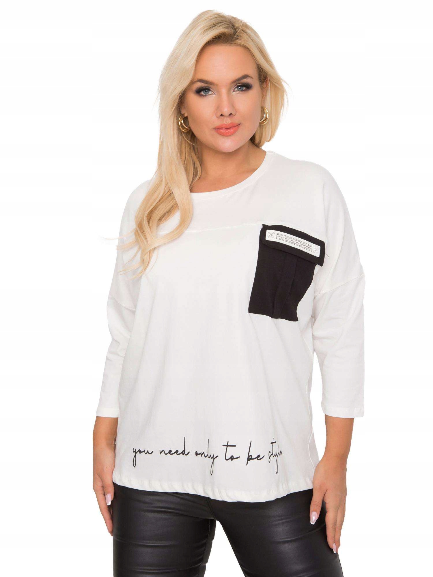 

Stylowa Bluzka damska Plus Size Luźna rękaw 3/4