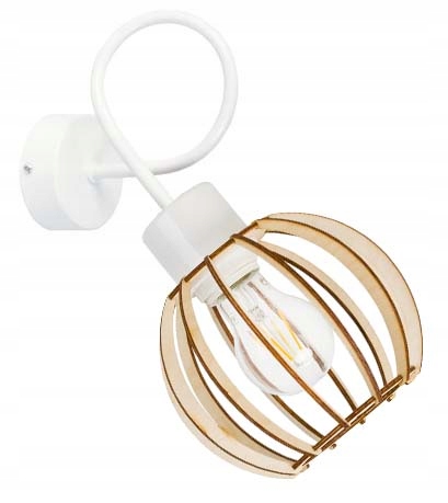 

Lampa Kinkiet E27 ścienny stały loft drewno Kula