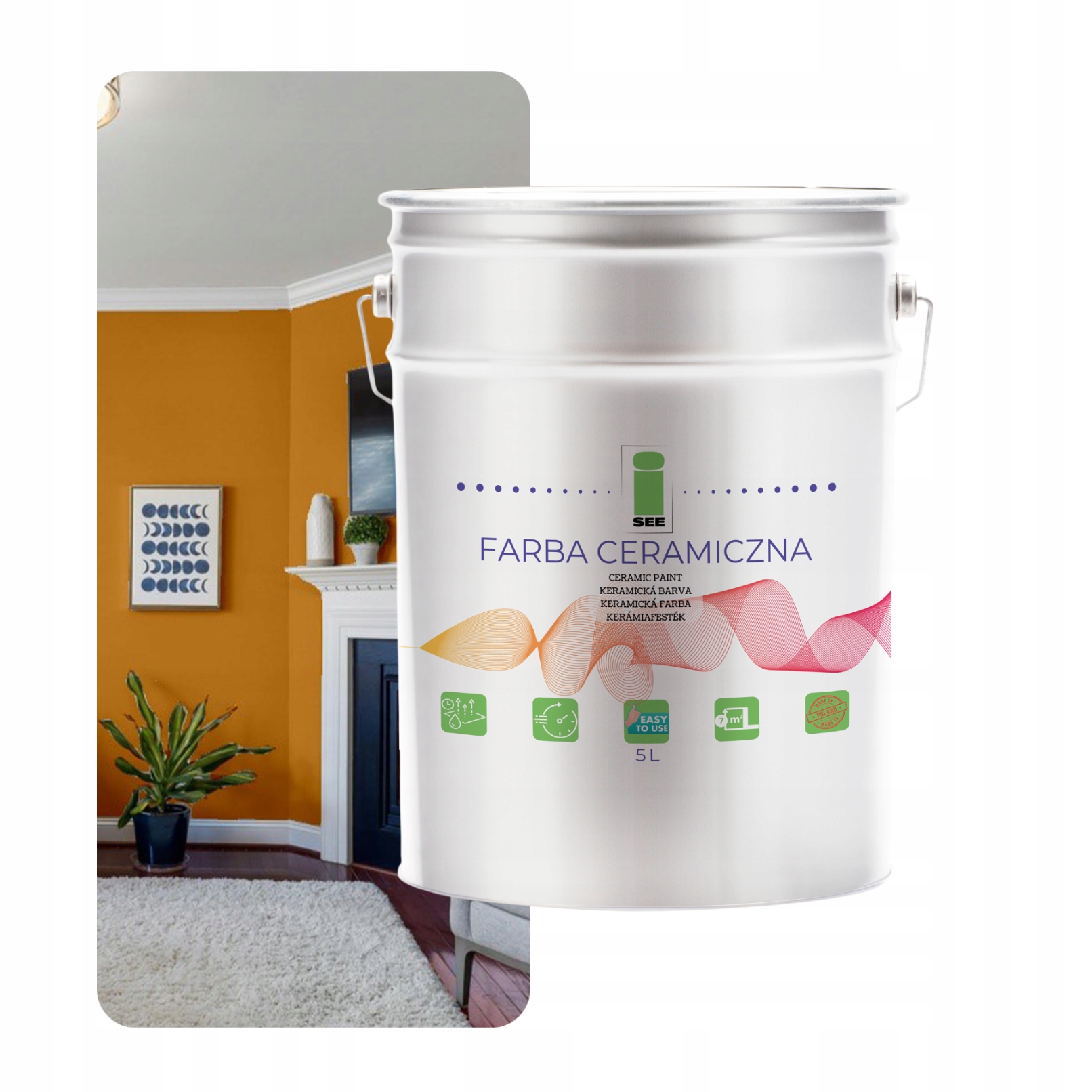 Keramická Farba Na Steny Umývateľná Nástenná Horčicová Zlatá 5 L Bez Zápachu