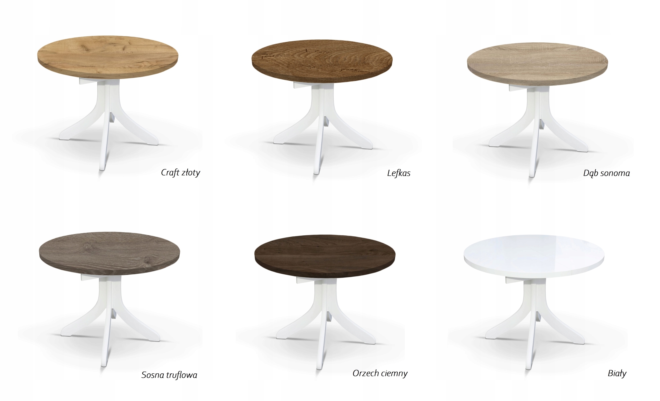 Stół okrągły biały różne kolory matowy 90/130 Kod producenta 129970