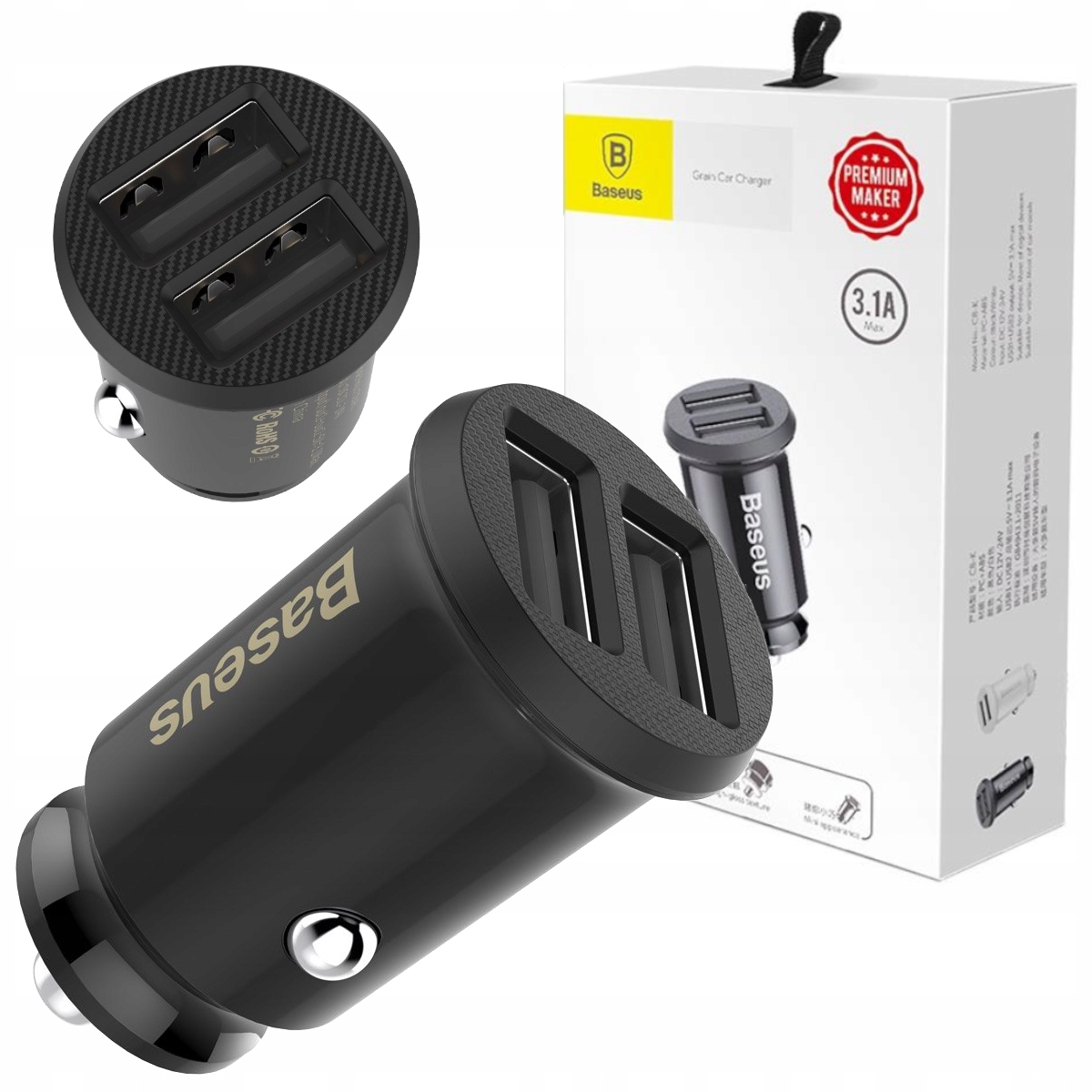 

Ładowarka Samochodowa Mini Baseus 2xUSB 3.1 A