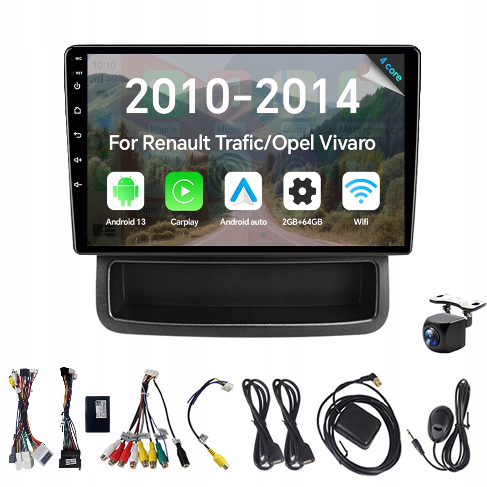 2Din Android 13 Autorádio pro Renault Trafic Opel Vivaro 2010-2014 s CarPlay