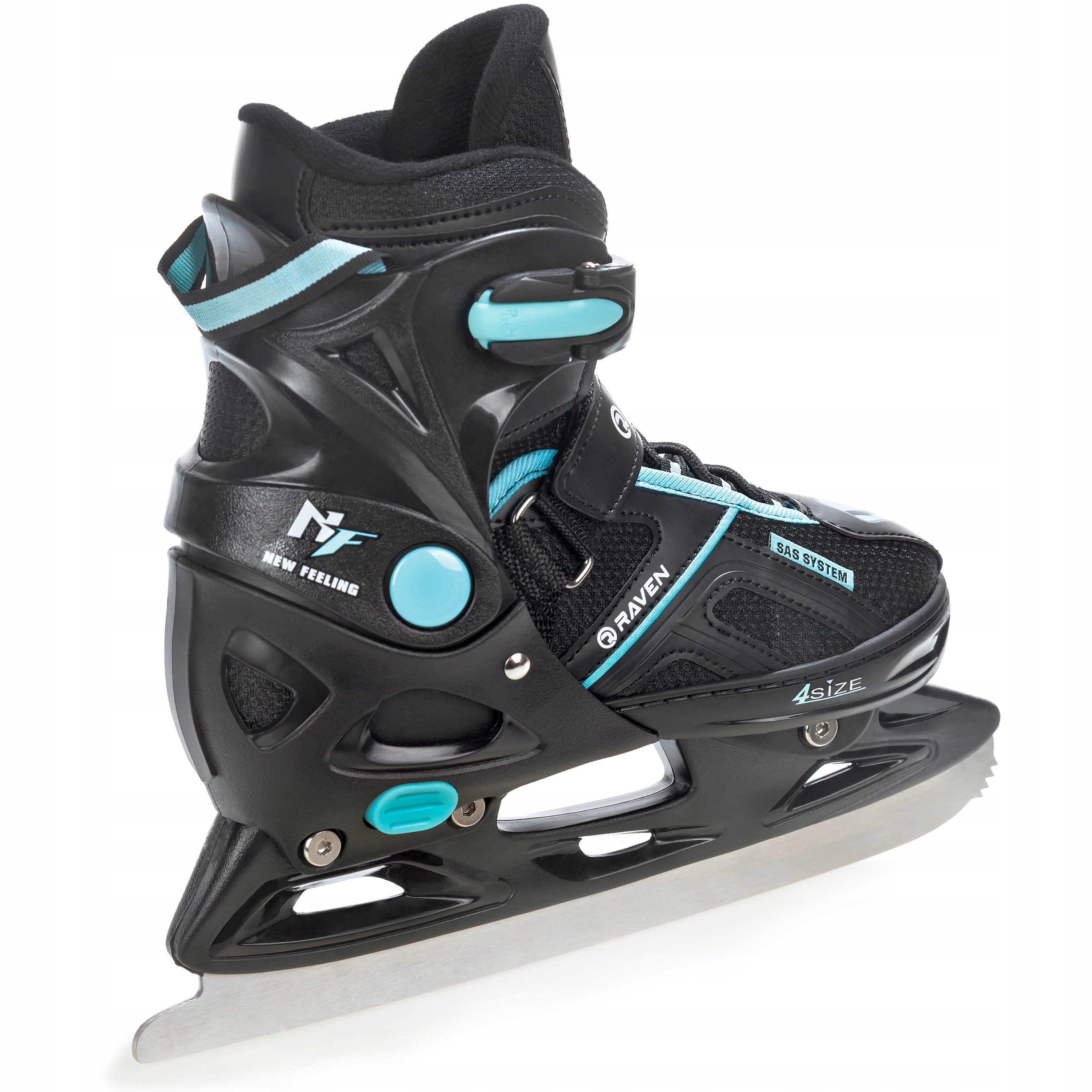 Rolki Łyżwy figurowe 2w1 Regulowane RAVEN Pulse Black/Cyan 33-36 Model Pulse