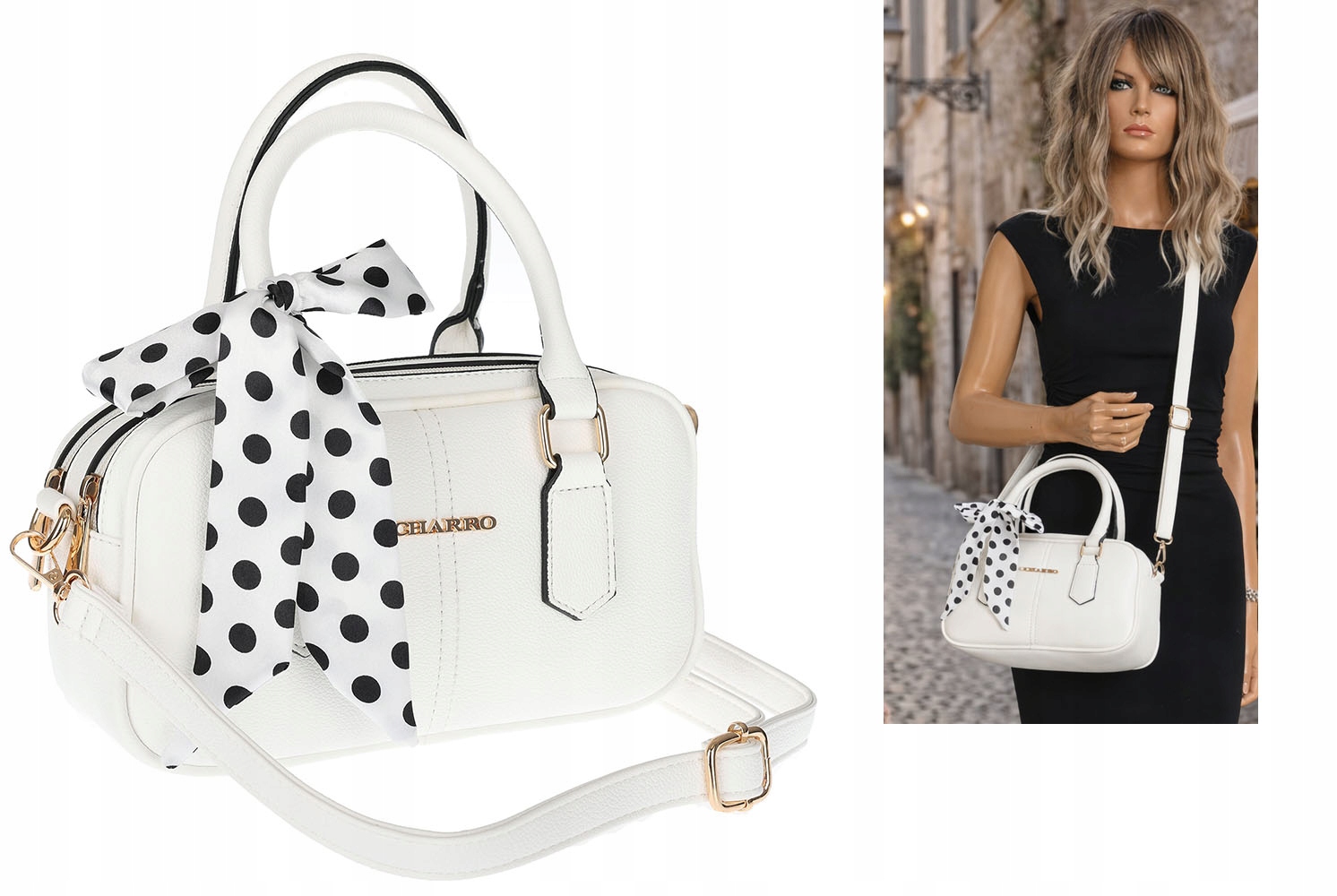 Torebka damska Charro pojemna Listonoszka kuferek CH662179 Biała