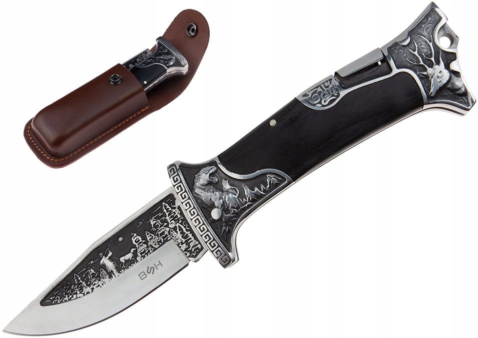 Nůž Bsh Clip Point 440 Skládací dřevo Gravírování kůže N064CPS