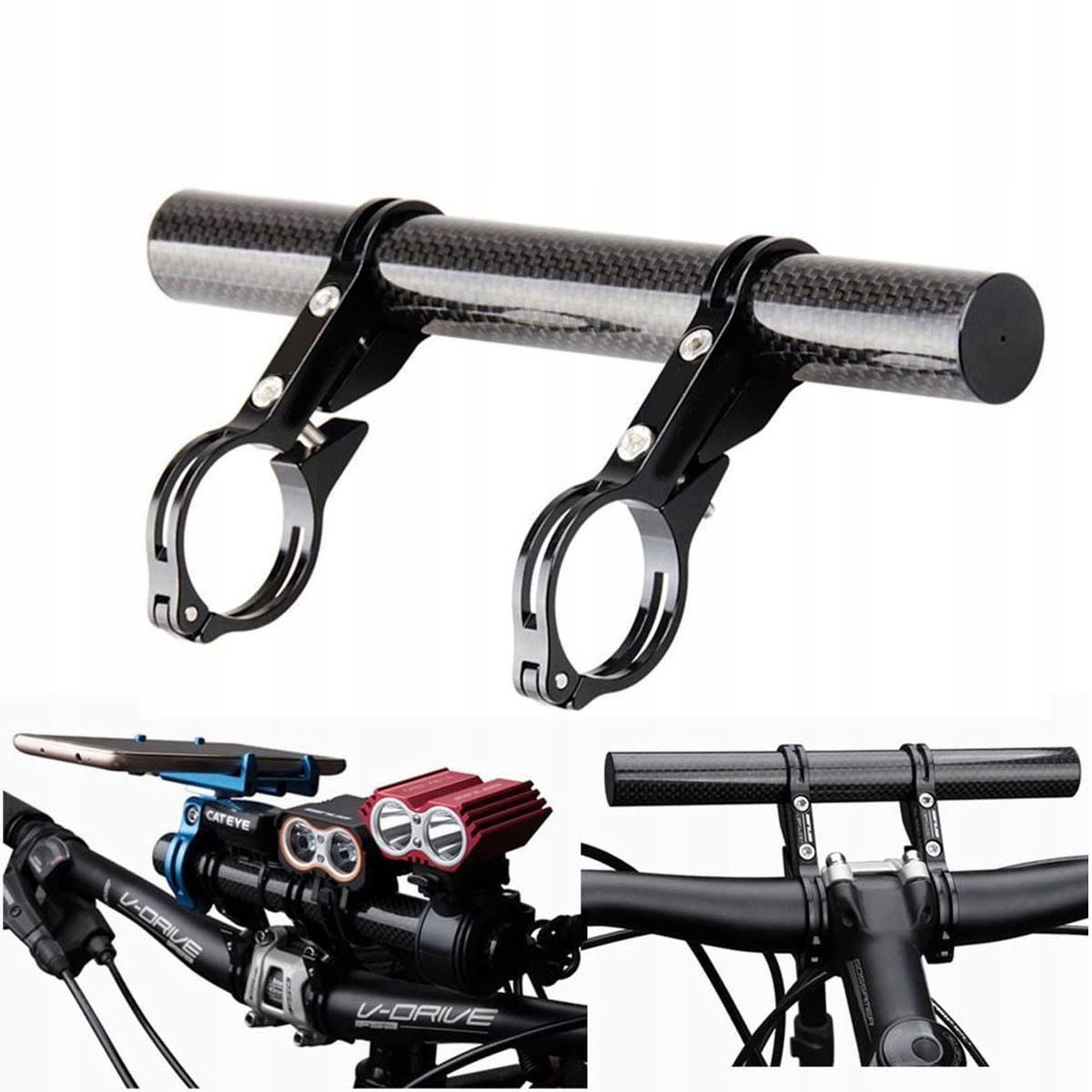 PRZEDŁUŻKA KIEROWNICY ROWERU EXTENDER KIEROWNICY UCHWYT ROWEROWY KARBON