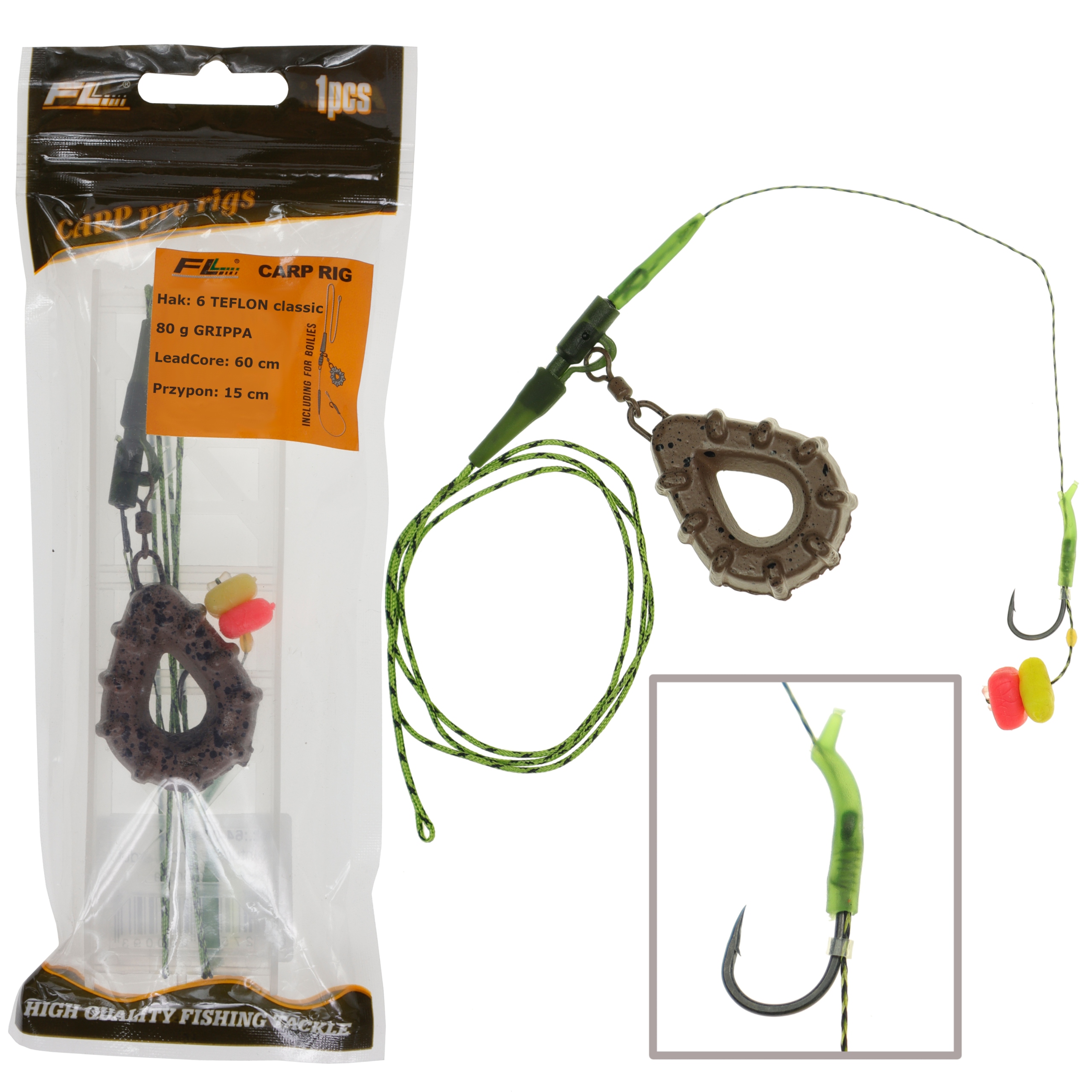 

Przypon karpiowy Leadcore ciężarek 80 g haczyk 6