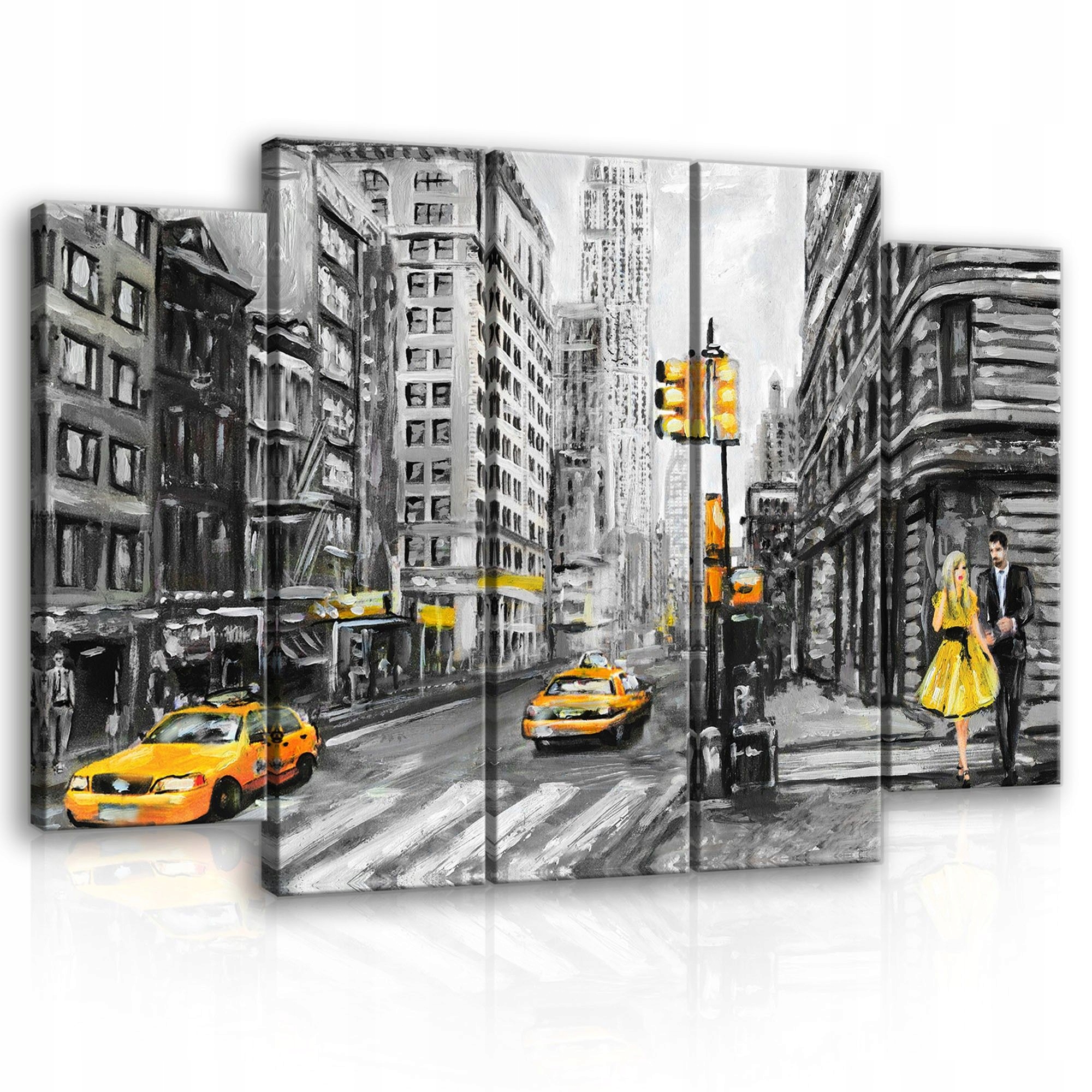 Obraz 150x100 New York mestská krajina ulica taxi žltá čierna biela