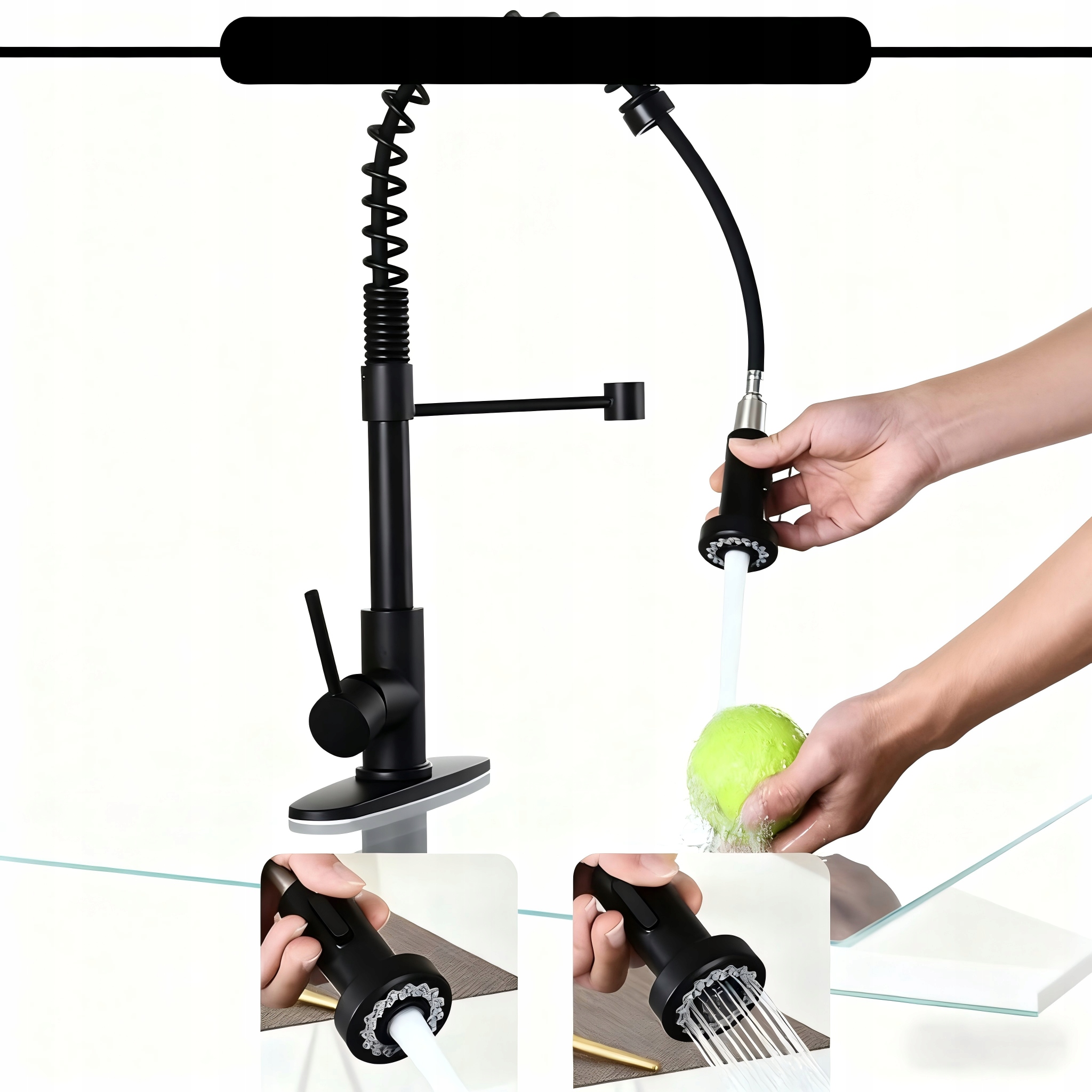 Kuchyňská Baterie Flexibilní, Ohebná Dřezová Výpusť Černá