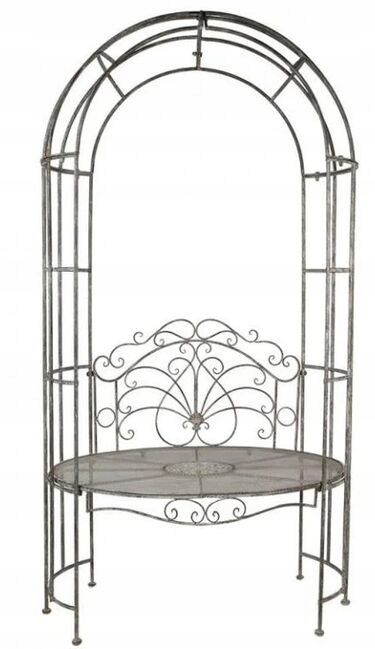 Kovová záhradná lavicka s oblúkom