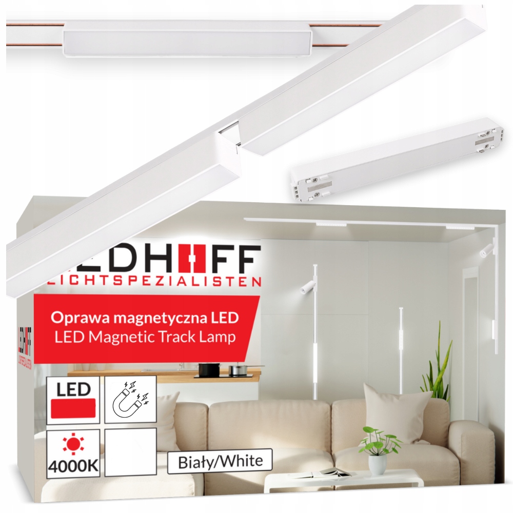 Magnetické kolejnicové osvětlení Set lišta 1 m 2x Led lineární lampa Bílá