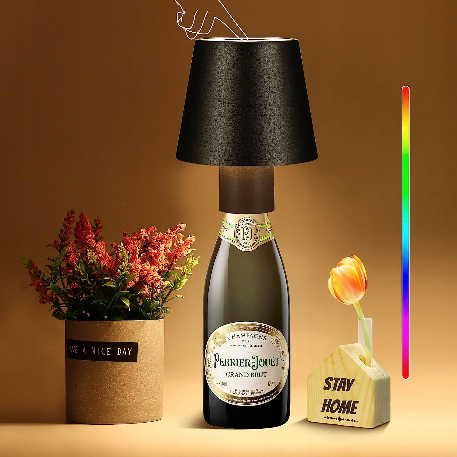 LAMPKA NA BUTELKĘ LED LAMPA NOCNA STOŁOWA ABAŻUR DEKORACJA SYPIALNI SALONÓW Rodzaj gwintu zintegrowane źródło LED