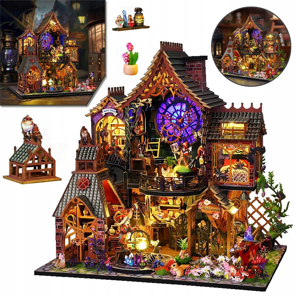 Miniaturowy Zestaw Do Budowania Domu Mini Drewniane Puzzle 3D "zrób To Sam"