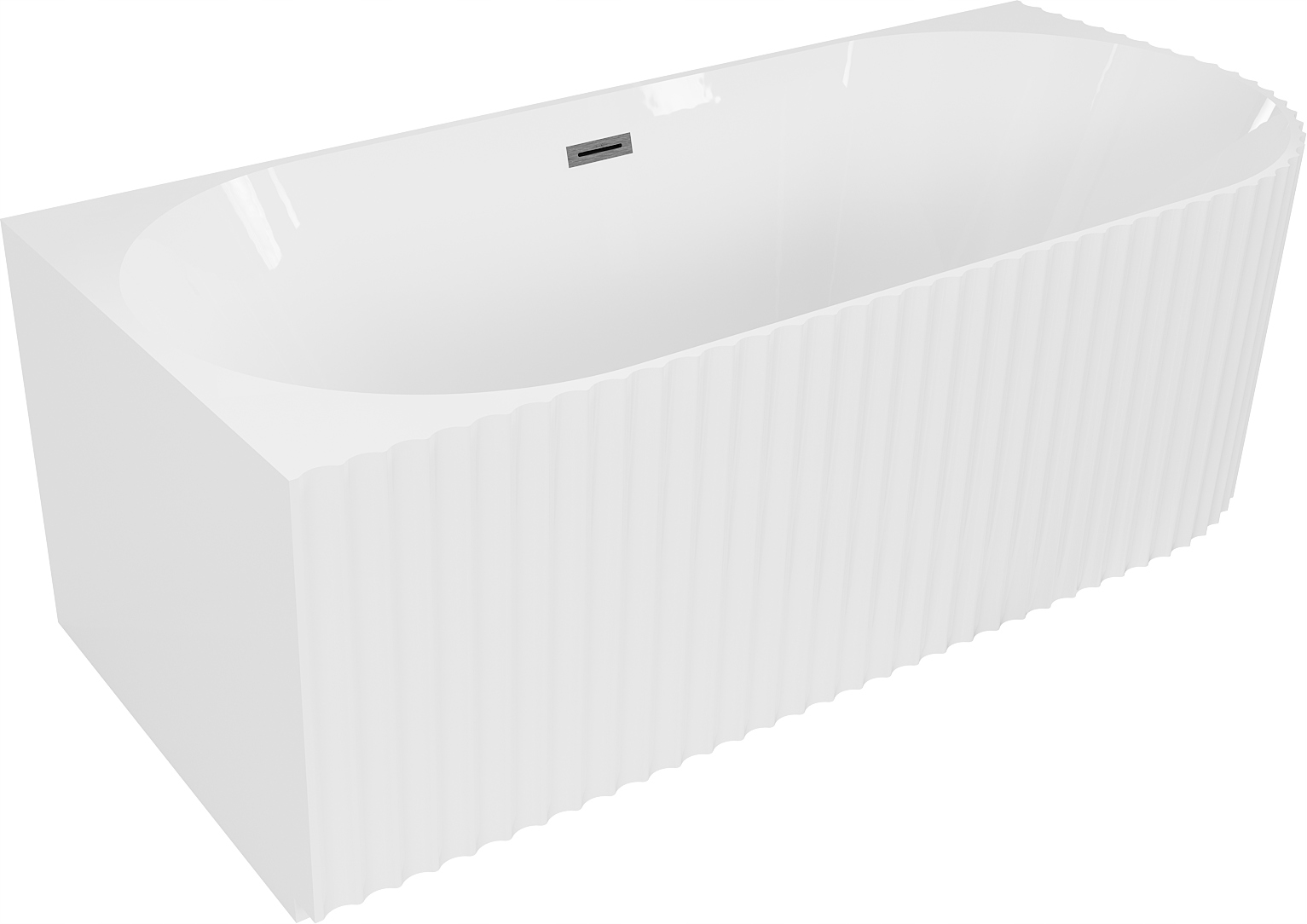 Mexen Gia vana volně stojící rohová drážkovaná levá 170 x 80 cm, bílý lesk,