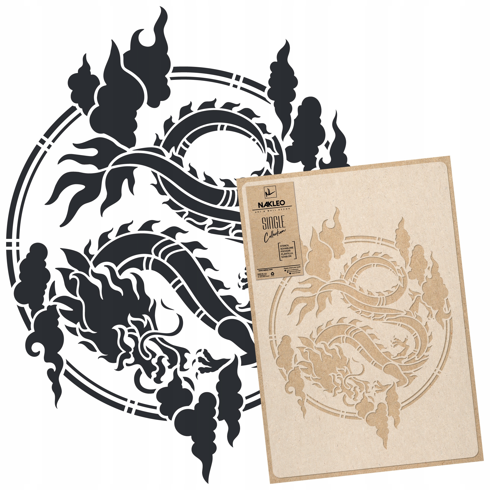 Šablona malířská Vícenásobná L 59x95 cm Vzor Draka Orient Čínský Drak Kruh