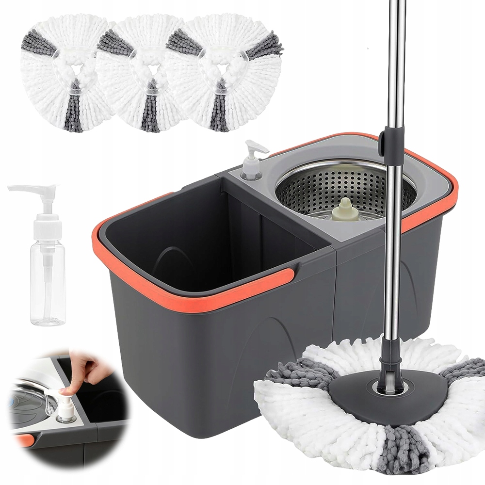 Levně Mop S Hlavicí 360 S Kbelíkem 2V1 S Trojúhelníkovou Rohovou Hlavou