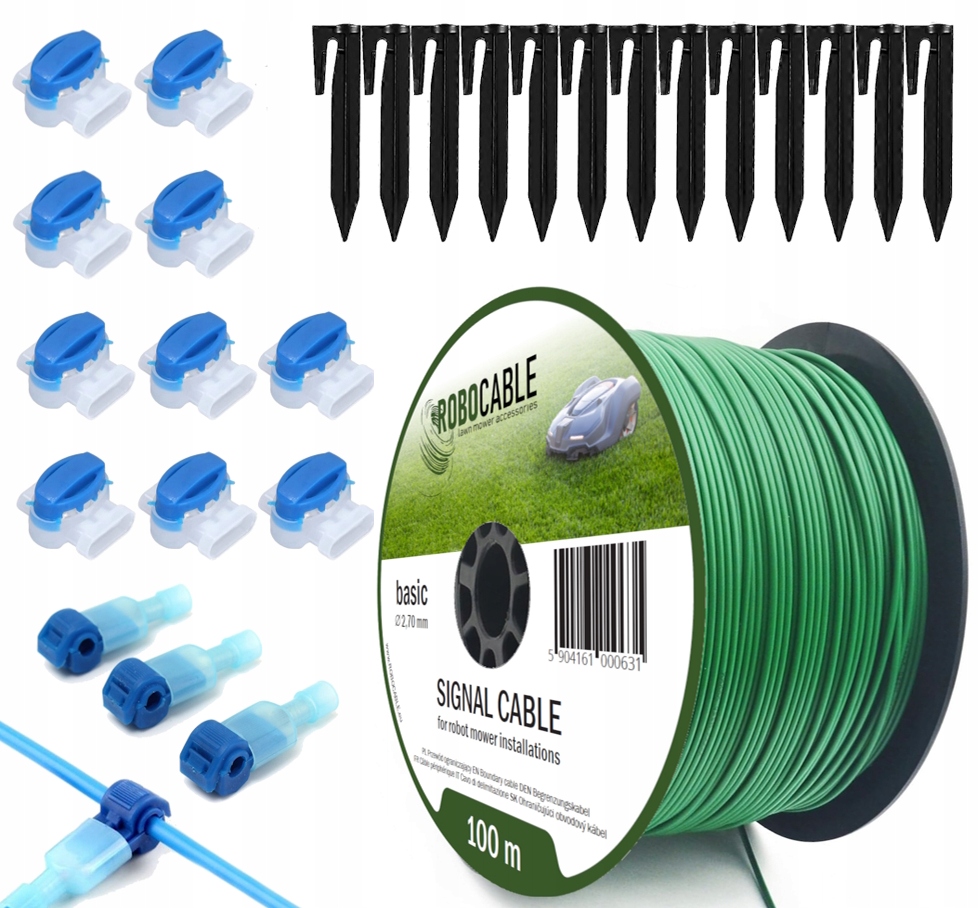 Kabel pro omezení robotické sekačky Sada 100 m Robocable kolíky