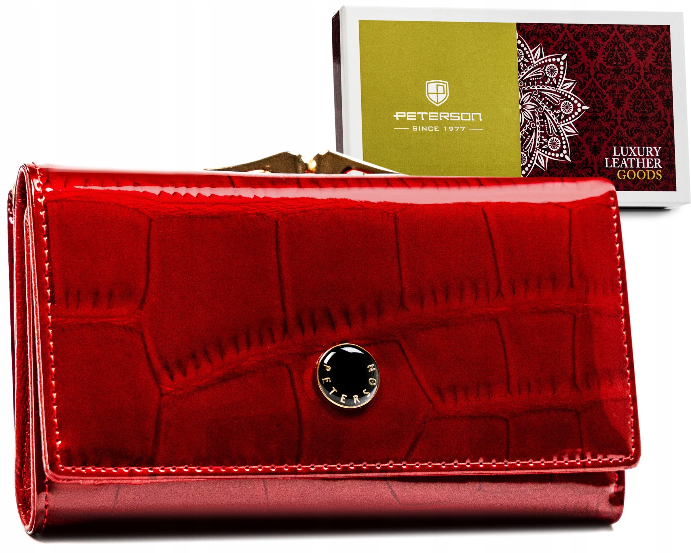 Portfel damski skóra naturalna klasyczny na zatrzask Peterson ochrona kart